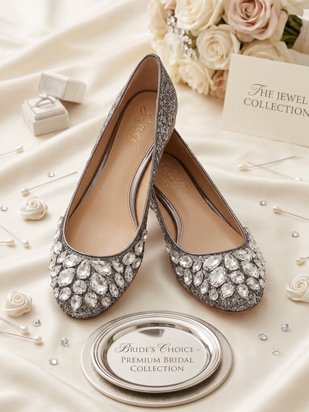 EUC- Jewel BADGLEY MISCHKA- JEWELLED FLATS - 6.5 size